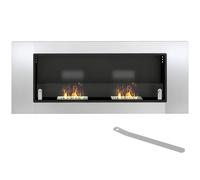 HOMCOM Caminetto a Bioetanolo da Parete con 3 Serbatoi e Coperchio Argento Nero