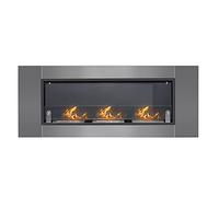HOMCOM Caminetto a Bioetanolo da Parete in Acciaio Inossidabile Inodore con 3 Serbatoi 1.5LT, 136 x 14 x 54cm, Argento e Nero