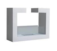 HOMCOM Caminetto a Bioetanolo da Tavolo 2000W in Acciaio Inossidabile Inodore con Vetro 78 x 25 x 58 cm Bianco