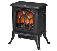 HOMCOM Caminetto Elettrico 750/1500 W Effetto Fiamma Copertura 15-20 m², Nero