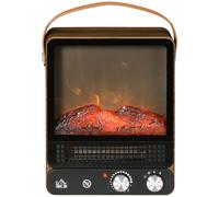 HOMCOM Caminetto Elettrico con Maniglia e Interruttore di Sicurezza Nero e Noce