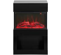 HOMCOM Camino Elettrico da Terra Effetto Fiamma 3D a 6 Colori e 3 Luminosità e Vano Portalegna, Caminetto Elettrico 1000W/2000W con Termostato, Riscaldamento Regolabile, Telecomando, Timer, 30㎡, Nero