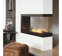 HOMCOM Camino a Bioetanolo a 3 Lati con Bruciatore da 2.4L e Durata 4 Ore, Biocamino con Pannello in Vetro e Copertura 30㎡, 100x30x55cm, Nero Il camino a bioetanolo HOMCOM ti aiuta a riscaldare l'atmo