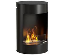 HOMCOM Camino a Bioetanolo da Interno Serbatoio da 0.9L e Pannello in Vetro Nero