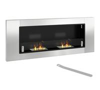 HOMCOM Camino a Bioetanolo da Parete con 3 Serbatoi e Coperchio Argento e Nero