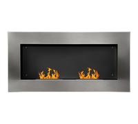HOMCOM Camino a Bioetanolo da Parete Realizzato in Acciaio Inox con 2 Bruciatori 1.5LT 110 x 54 x 14cm