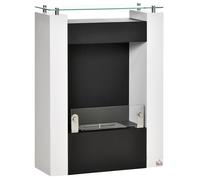 HOMCOM Camino Bioetanolo con Serbatoio da 1.5L e Copertura 20m², Biocamino in Acciaio e Vetro, 60x20x79cm, Bianco e Nero Aosom