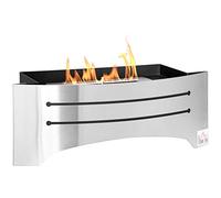 HOMCOM Camino Bioetanolo da Tavolo in Acciaio Inox, 3h di Combustione con Serbatoio da 1.5L e Copertura 25m², 45x18x17 cm, Argento