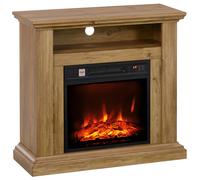 HOMCOM Camino Elettrico 1800W con Fiamma 3D Regolabile e Timer Marrone