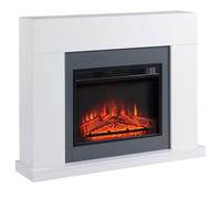 HOMCOM Camino Elettrico a Parete con LED Effetto Fiamma e Timer, Copertura 37m², 2000W - Bianco