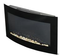 HOMCOM Camino Elettrico a Parete e da Incasso con Luce LED a 7 Colori, Potenza 1000/2000W e Temperatura 15-30°C, Nero