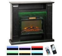 HOMCOM Camino Elettrico con Cornice Effetto Fiamma 3D Realistico 3 Modalità, 1800W Caminetto Elettrico da Incasso con Luce LED e Riscaldamento Regolabile, 2 Telecomandi, Termostato e Timer, Nero