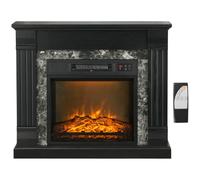 HOMCOM Camino Elettrico con Cornice Effetto Fiamma Realistico 1800W Nero