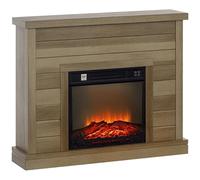 HOMCOM Camino Elettrico con Effetto Fiamma 3D, 97cm 1800W Caminetto Elettrico con Spegnimento Automatico, Risacaldamento Regolabile, Timer e Telecomando per Soggiorno, 30㎡, Color Legno