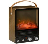 HOMCOM Camino Elettrico con Effetto Fiamma LED Realistico e 3 Modalità di Riscaldamento, Interruttore di Sicurezza, Noce scuro Aosom Italy