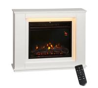 HOMCOM Camino Elettrico da Incasso Effetto Fiamma 3D 2000W 30㎡ Bianco