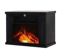 HOMCOM Camino Elettrico da Tavolo con Effetto Fiamma, Caminetto Elettrico da Terra con Potenza Regolabile 600/1200W, Temperatura Regolabile, Copertura 10-15m², Nero