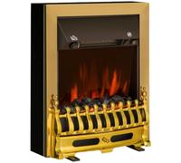 HOMCOM Camino Elettrico da Terra 1000/2000 W, Effetto Fiamma LED, Oro