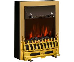 HOMCOM Camino Elettrico da Terra 1000/2000 W, Effetto Fiamma LED, Oro