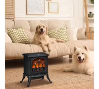 HOMCOM Camino Elettrico da Terra 750/1500 W, Caminetto Decorativo con 2 Livelli di Potenza, Effetto Fiamma, Protezione dal Surriscaldamento, Area di Copertura 15-20 m², Nero Goditi un soggiorno caldo