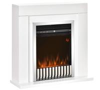 HOMCOM Camino Elettrico da Terra con Effetto Fiamma 79x26x77.5cm Bianco e Nero