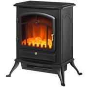 HOMCOM Camino Elettrico da Terra con Effetto Fiamma ABS 45x28x54cm Nero