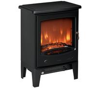 HOMCOM Camino Elettrico da Terra con Effetto Fiamma, Temperatura Regolabile 900W-1800W, Protezione da Surriscaldamento, Copertura 15-20m², 39x26x54.8cm, Nero