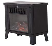 HOMCOM Camino Elettrico da Terra Moderno 600W/1200W con Effetto Fiamma, Caminetto Elettrico con Protezione da Surriscaldamento e Antiribaltamento, 34x17x31 cm, Nero