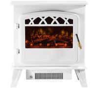 HOMCOM Camino Elettrico da Terra Moderno con Effetto Fiamma 925W/1850W Bianco