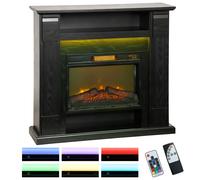 HOMCOM Camino Elettrico Regolabile con Fiamma 3D, Timer e Telecomando Nero
