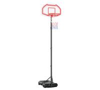 HOMCOM Canestro Basket ad Altezza Regolabile con Base Riempibile e 2 Ruote, in Acciaio, PE e HDPE, 70x45x2 cm