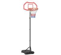 HOMCOM Canestro Basket ad Altezza Regolabile con Base Riempibile e 2 Ruote, in Acciaio, PE e HDPE, 70x45x2 cm