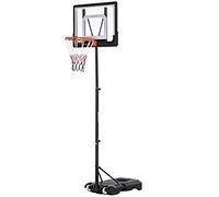 HOMCOM Canestro Basket Altezza Regolabile 160-210cm con Base con Ruote | Canestro Basket Esterno, Struttura in Acciaio, Tabellone in PE Trasparente