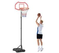 HOMCOM Canestro Basket Altezza Regolabile 2 Ruote 70x45x258-314cm Rosso | Base Riempibile, Canestro da Basket, in Acciaio, PE e HDPE