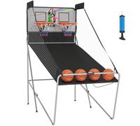 HOMCOM Canestro Basket con Tabellone LED e 8 Modalità di Gioco Nero e Bianco