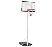 HOMCOM Canestro Basket per Bambini e Adulti con Tabellone in PVC Regolabile 210-260cm Ruote Integrate Bianco Aosom
