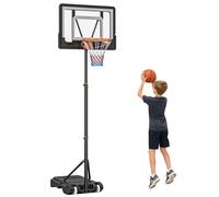 HOMCOM Canestro da Basket con Altezza Regolabile 160-210cm, 2 Ruote e Struttura in Acciaio, Nero Aosom