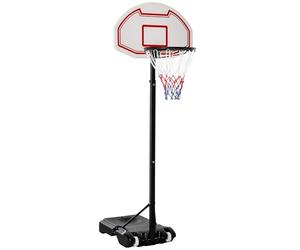 HOMCOM Canestro da Basket da Esterno con Supporto e Altezza Regolabile in Acciaio, 73x49x194-249 cm
