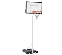 HOMCOM Canestro da Basket per Adulti con Ruote Regolabile 260-310cm Bianco | Canestro Basket da Esterno e Interno, con Tabellone, Supporto in Plastica