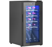 HOMCOM Cantinetta Frigo per 15 Bottiglie di Vino con Ripiani Regolabili Nero