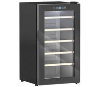 HOMCOM Cantinetta Vino Frigo per 41 Bottiglie, Capacità 91L, Controllo Temperatura e Ripiani in Legno, Nero