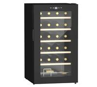 HOMCOM Cantinetta Vino Refrigerata 24 Bottiglie 65L Cantina Vino Silenziosa Temperatura Regolabile 5-20℃ Frigo Vino Bar con Vetro Anti UV, Ripiani, Compressore, Display Touch, Luci LED Nera