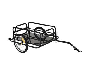 HOMCOM Carrello Bici con Pareti Pieghevoli e Rimovibili, Gancio e 4 Catarifrangenti, in Acciaio e PE, 139x71.5x49 cm, Nero Aosom