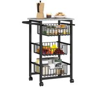 HOMCOM Carrello Cucina a 4 Ripiani, Carrellino Cucina Salvaspazio con Cestini Es
