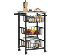 HOMCOM Carrello Cucina a 4 Ripiani, Carrellino Cucina Salvaspazio con Cestini Estraibili, Maniglia in Acciaio e Ruote a Freni, Carrello Portafrutta e Verdure, per Soggiorno Salotto, Grigio