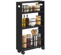 HOMCOM Carrello Cucina e Bagno Salvaspazio 3 Livelli con Barre Laterali Nero