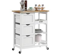 HOMCOM Carrello Cucina Multiuso Salvaspazio con Ruote 67x37x85.5cm Colore Bianco