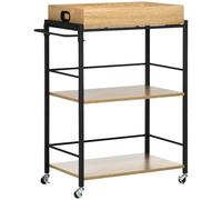 HOMCOM Carrello da Cucina a 3 Ripiani 72x40x94cm Legno e Nero