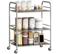 HOMCOM Carrello da Cucina a 4 Livelli, Bordi Rialzati 60x35x77cm Argento | 2 Ripiani Regolabili, Carrello Cucina Salvaspazio, Acciaio Inox 201, 4 Ruote, 2 Freni