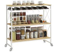 HOMCOM Carrello Multiuso a 4 Livelli con Portabottiglie e 5 Ganci Rimovibili